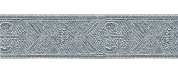 Лента (тесьма) жаккардовая 25.0 мм / 10±0.5 метров, (галун православный), серебро, Gamma TRJ-65
