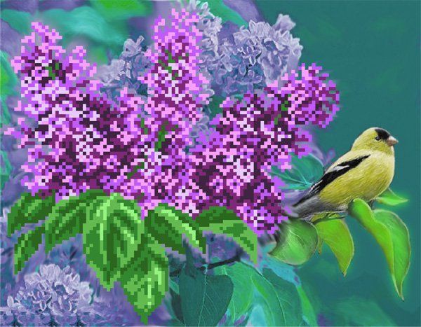 Рисунок для вышивания Матренин Посад (шелк), 28х34 -4064 Ветка сирени