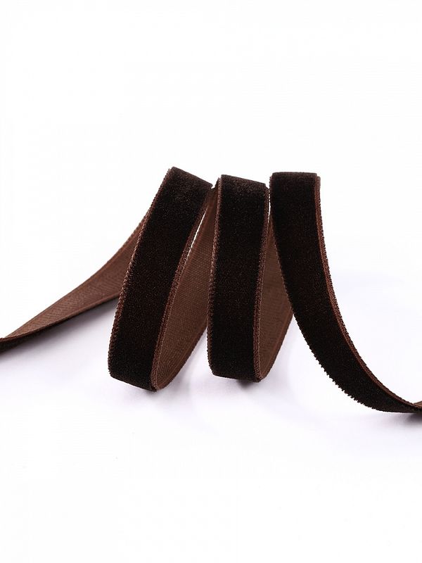 Лента бархатная (тесьма) 10.0 мм / 22.86±1 метров, арт.10VR72 нейлон цв.коричневый