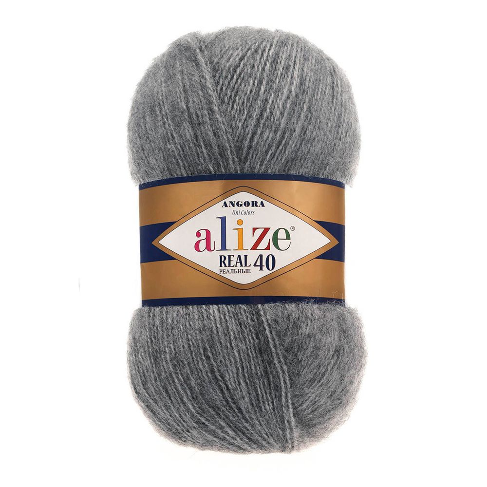Пряжа Alize (Ализе) Angora Real 40 / уп.5 мот. по 100 г, 430м, 182 средне-серый меланж A
