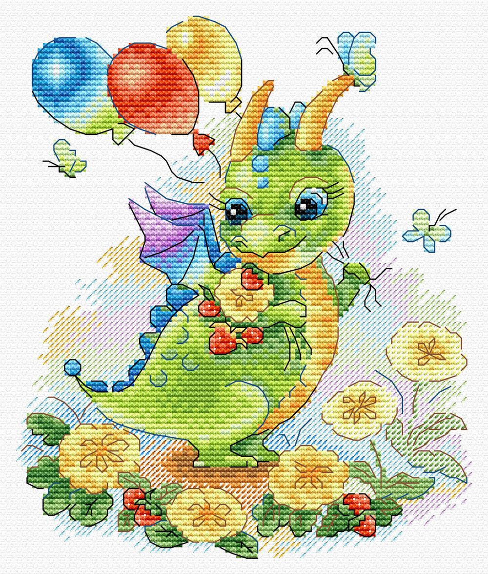 Набор для вышивания нитками МП Студия (Жар-птица), На цветущем лугу, 18х15 см