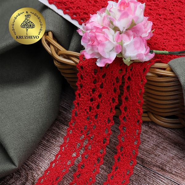 Кружево вязаное (тесьма) 20 мм / 10 метров, 6307-1 цв.31 красный, 10 м, Kruzhevo