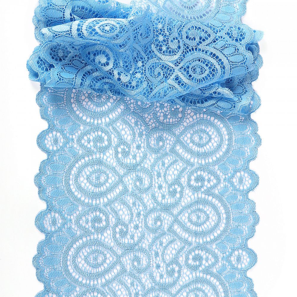 Кружево бельевое эластичное 180 мм / 3 м, TBY.L1351, цв.L3090 голубой, Kruzhevo