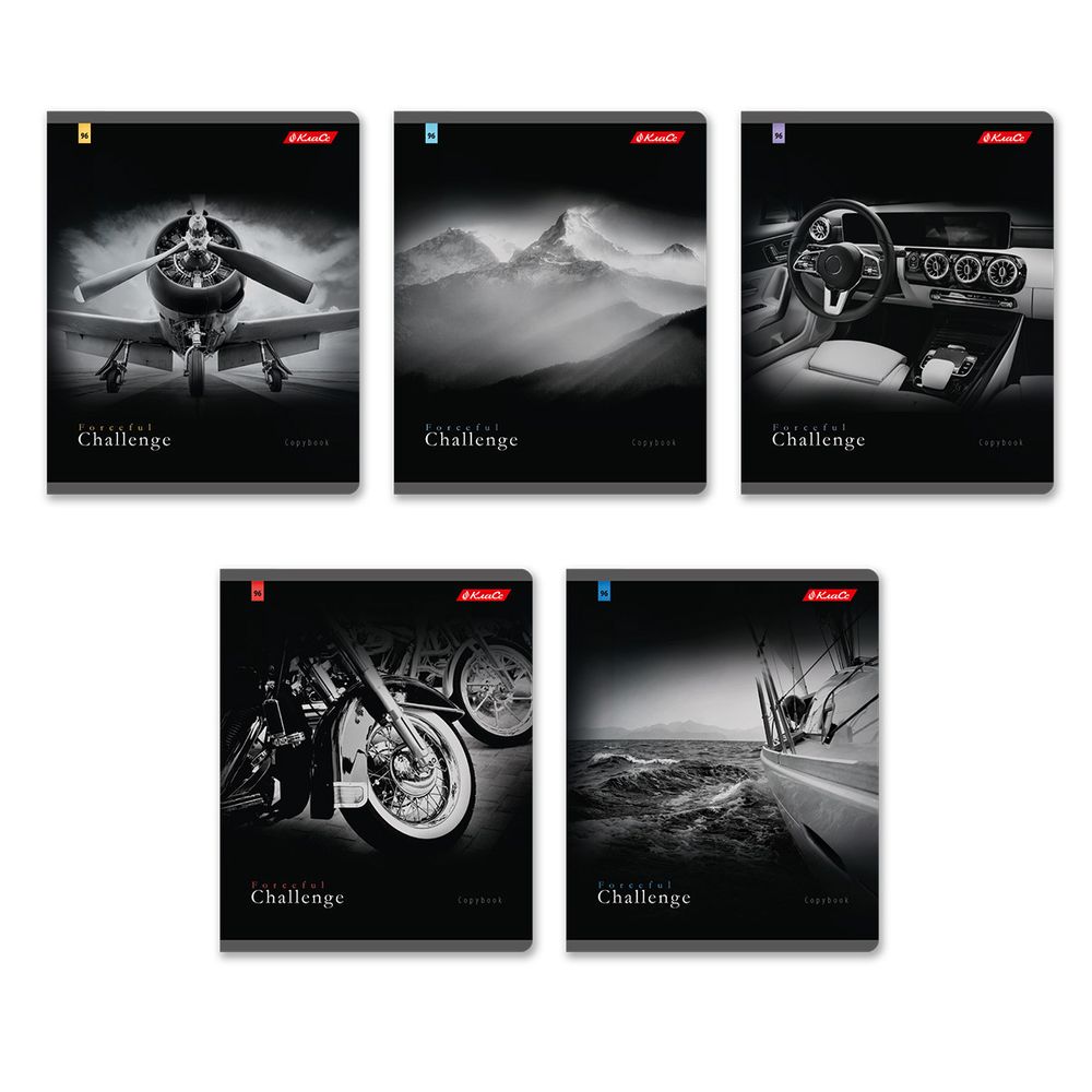 Тетрадь ученическая общая, софт-тач ламинация, A5+ 96 л. на скобе 60 г/м², белизна 100%, 5 шт, клетка в термоусадочной пленке, 000777 За рулём, Светоч 96ТЕТк-006