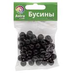 Бусины пластик (жемчуг) ⌀10 мм, 25 г, Astra&Craft, 046 NL черный