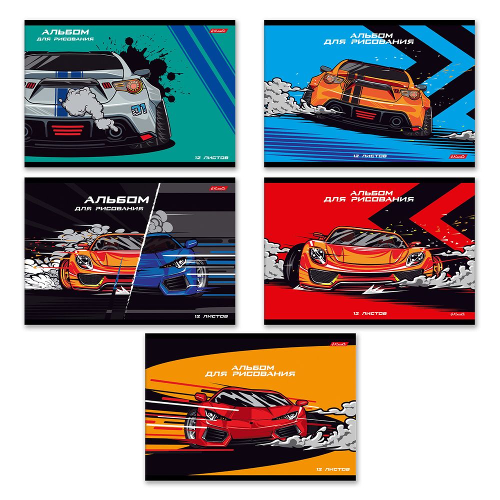 Альбом для рисования 100 г/м², A4 29х20.5 см, 12 л. на скобе, 10 шт, 000688 Гонки, Светоч 12АЛСК4_1_3_9