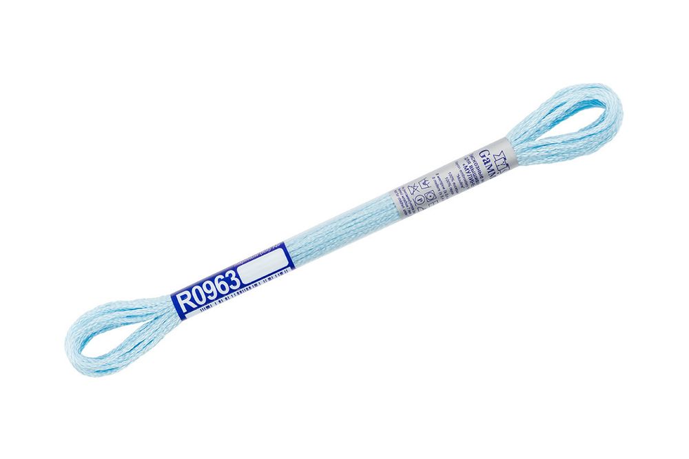 Мулине Gamma вискоза 100%, цв.R0963 голубой, 12 мотков по 8 метров