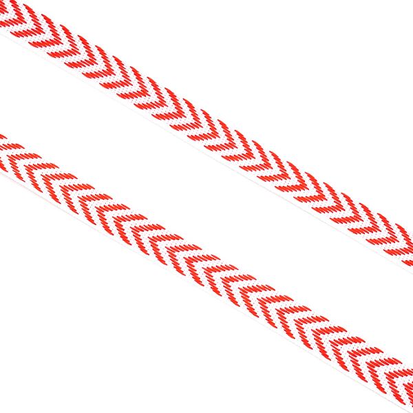 Лента (тесьма) жаккардовая 10.0 мм / 25±1 метров, Славянский орнамент Оберег, рис. 9880, белый/красный, С3853Г17