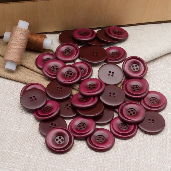 Пуговицы 4 прокола 46L=30 мм, пластик (имитация дерева), col.G бордовый, 36 шт, CN2821