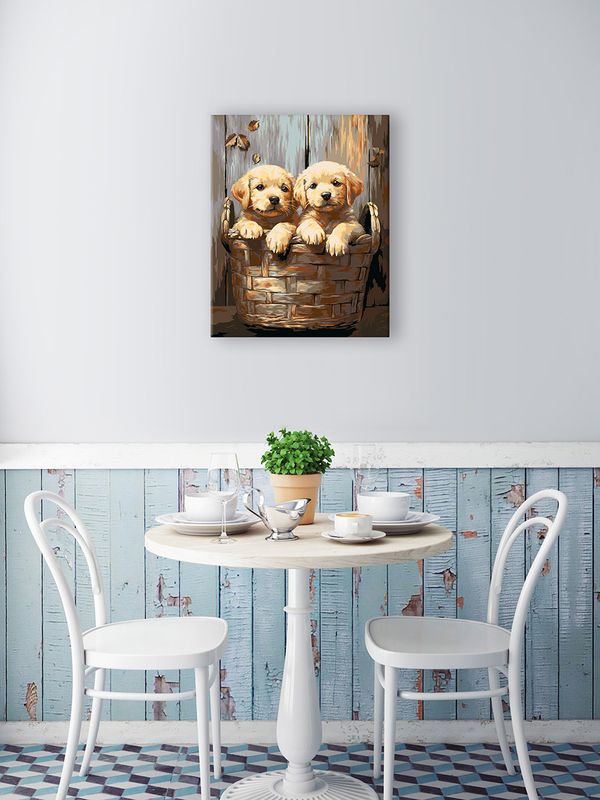 Картина по номерам Фрея PNB/PL-357, Пушистые друзья в корзинке, 50х40 см