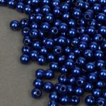 Бусины пластик (перламутр) ⌀4 мм, цв.A33 синий, уп.500г (15000 шт), Magic4Hobby