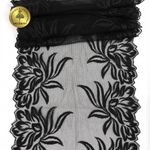 Кружево на сетке (вышитое) арт.T98 245мм цв.черный уп.7м, Kruzhevo