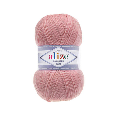 Пряжа Alize (Ализе) Lana Gold 800 / уп.5 мот. по 100 г, 800м, 173 вялая роза A