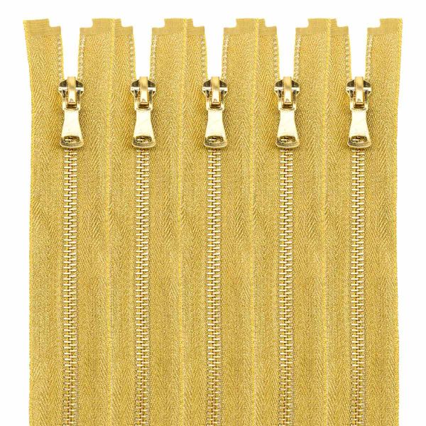 Молния металл Т5 (5 мм) 1 зам., разъем., 70 см, золото, 5 шт