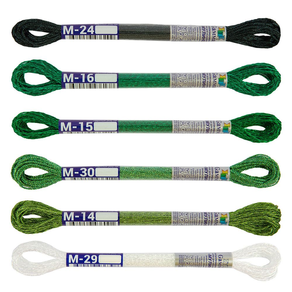 Мулине Gamma набор металлик, цв.05 Изумрудный дождь, 6 мотков по 8 метров