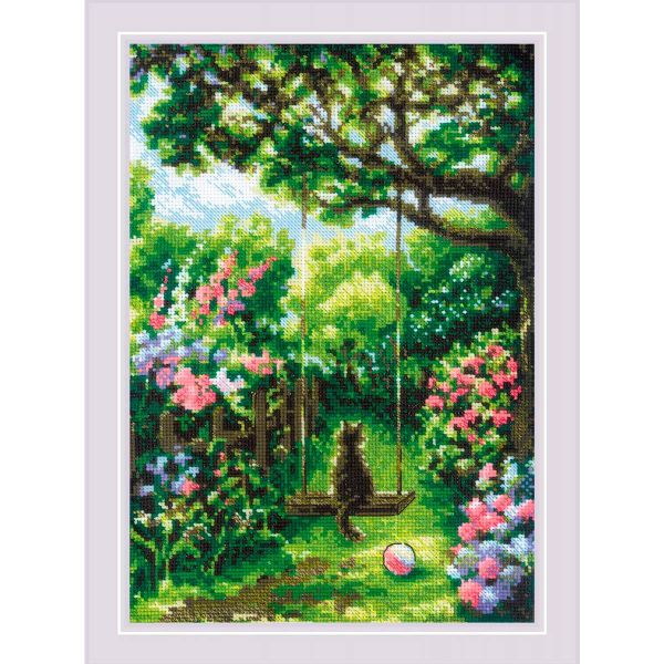 Набор для вышивания нитками Риолис, Садовые качели 21х30 см, 625562
