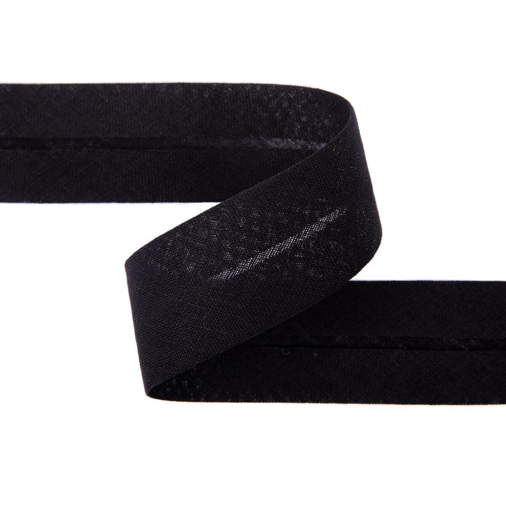 Косая бейка хлопковая 30 мм / 5 шт по 5.4 метра, _черный(080/081), Gamma GK-30C