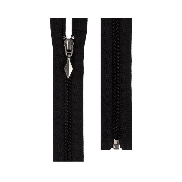 Молния спираль (витая) Т5 (5 мм) 1 зам., разъем., 70 см, с брелоком, 002 черный брелок 158, G105D Gamma, 10 шт