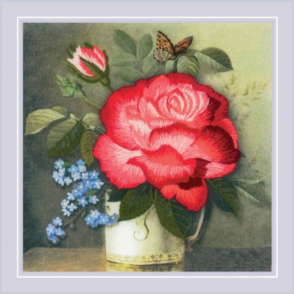 Набор для вышивания нитками Риолис, Роза пышная 20х20см