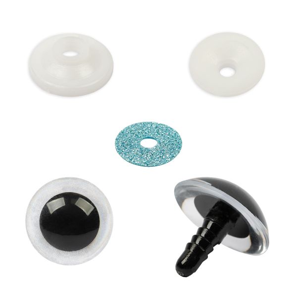 Глаза пластиковые с блестящей вставкой ⌀22 мм, 50 шт, голубой, HobbyBe PGSB-22F