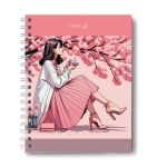 Тетрадь общая с твердой обложкой, матовая ламинация A5 80 л. на гребне 65 г/м², белизна 100% 4 шт клетка, 01568 Весенняя романтика, Светоч Т214