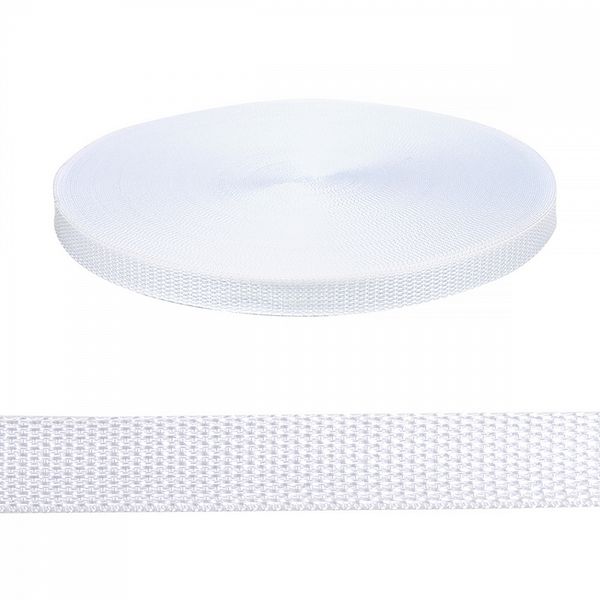 Стропа (ременная лента) 20 мм / 50 метров, толщ. ≈1.2 мм, белый