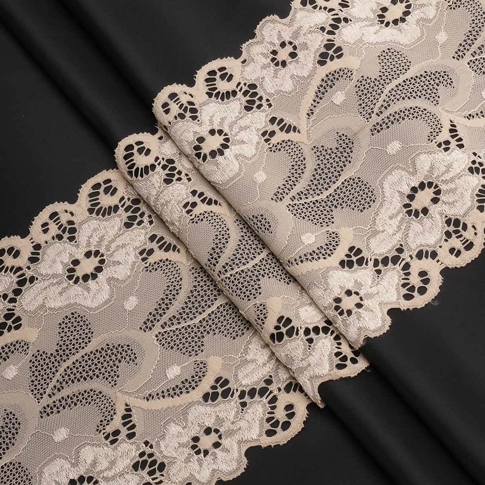 Кружево бельевое эластичное 150 мм / 3.4 метра, цвет телесный