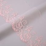 Кружево на сетке широкое 190 мм / 10 м, пудровый, Gamma GKMB-19001M