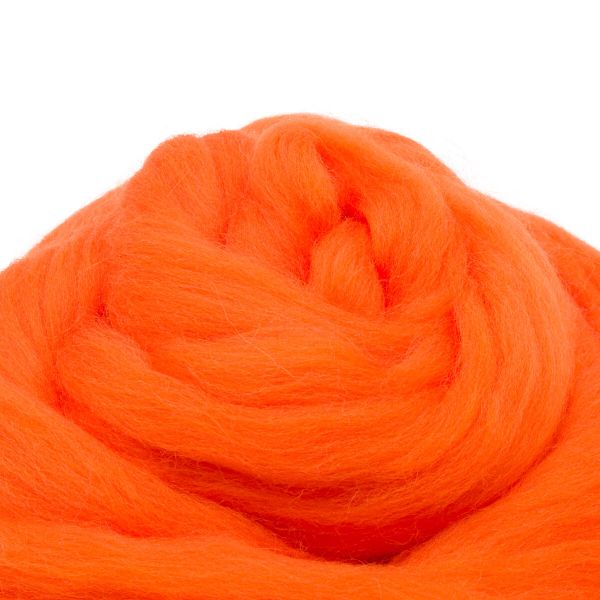 Шерсть для валяния полутонкая 100%, 100г, 189 ярко-оранжевый