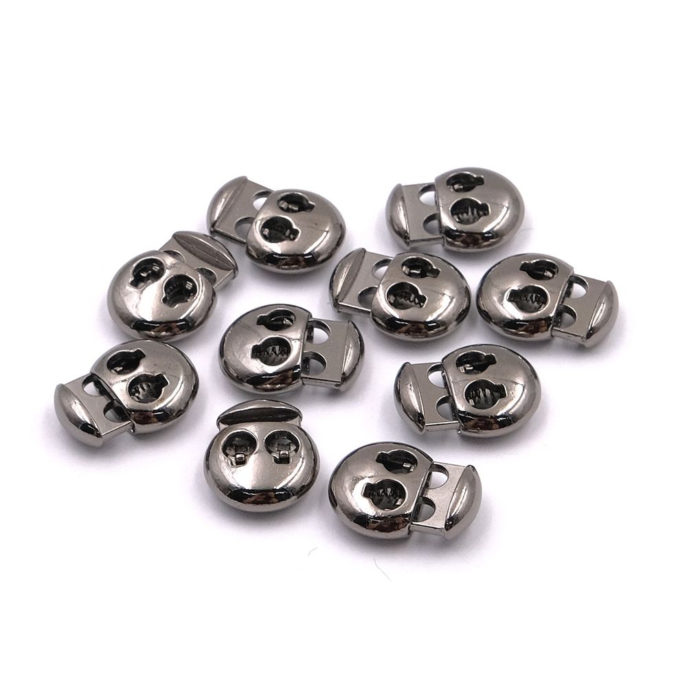 Фиксатор (зажим) для шнура металл 2 отв., 20.5х15.6 мм, ⌀3.5 мм, металл, Nickel (чер.никель), MFR12, 10 шт