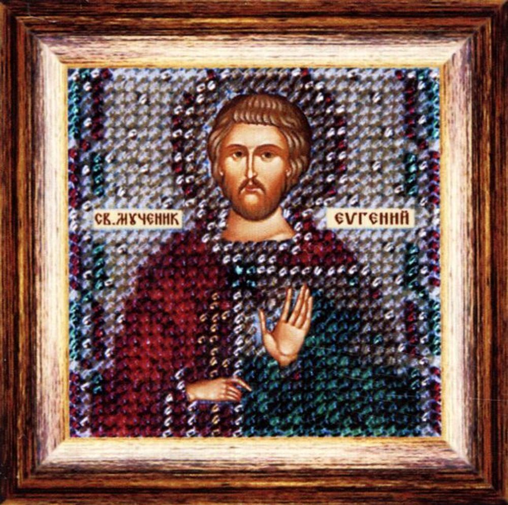 Вышивальная мозаика, Икона Св. Муч. Евгений, 6.5х6.5 см