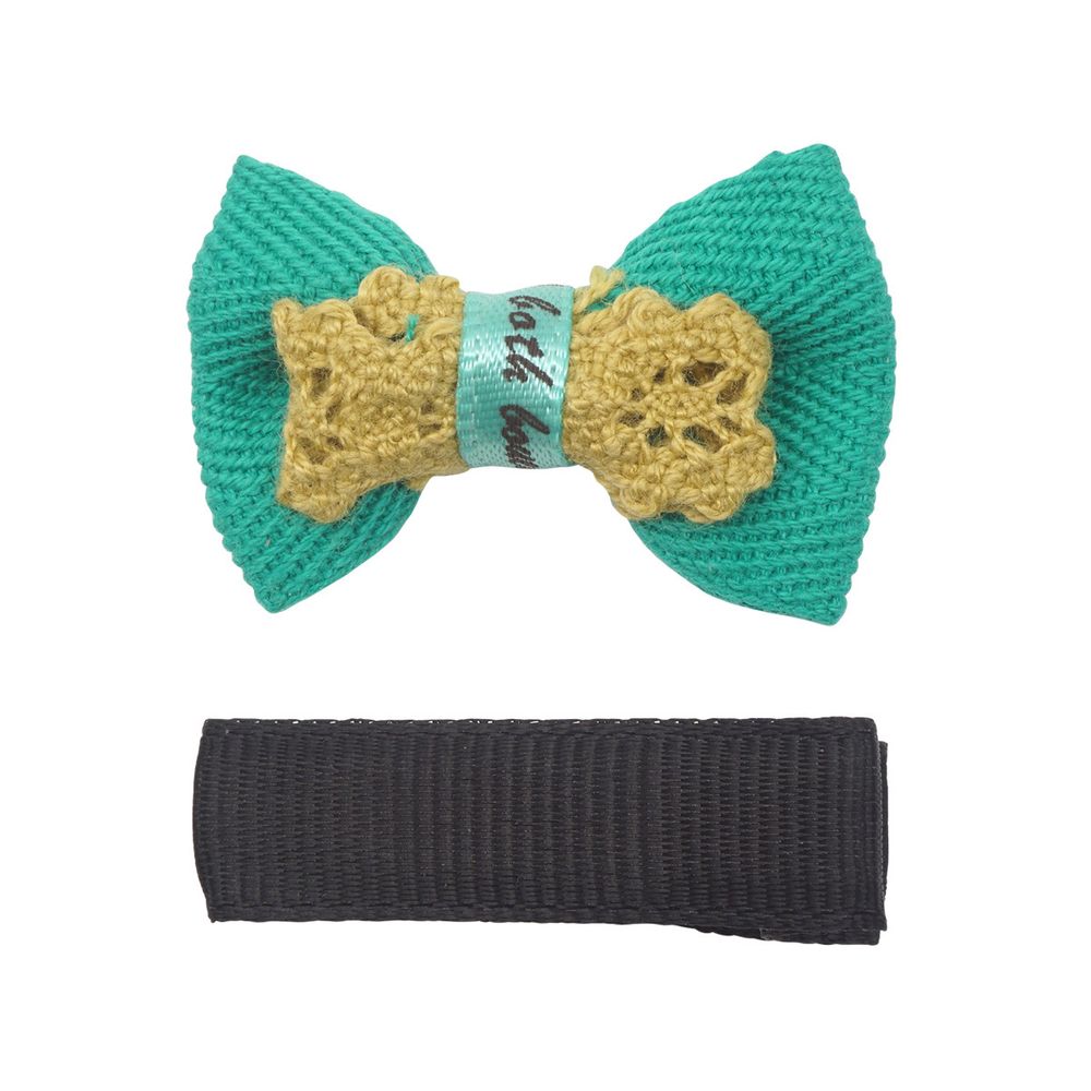 Набор бантик и заколка, мини 35мм/35мм, зеленый/черный