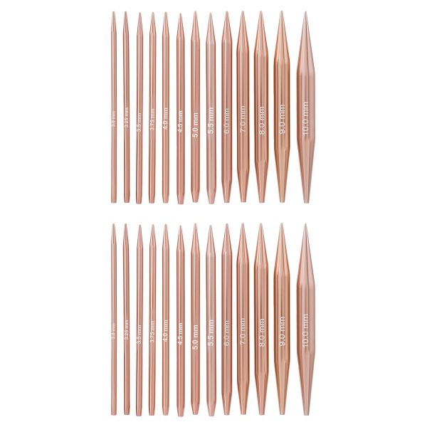 Набор съемных спиц для вязания 10см, 13 размеров (3мм-10мм), цв. медный, алюминий
