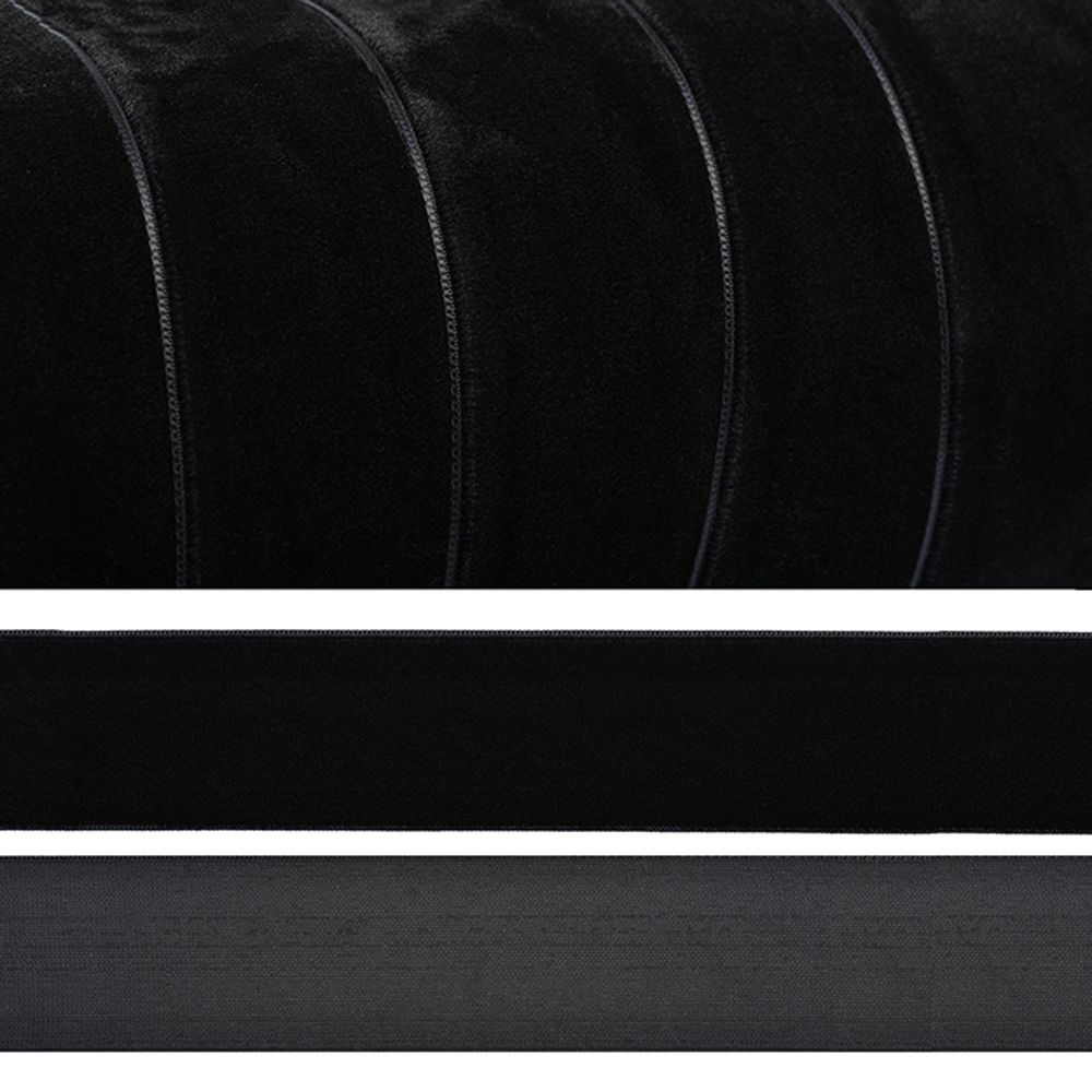 Лента бархатная (тесьма) 15.0 мм / 5 метров, LB1503 нейлон, цв.черный