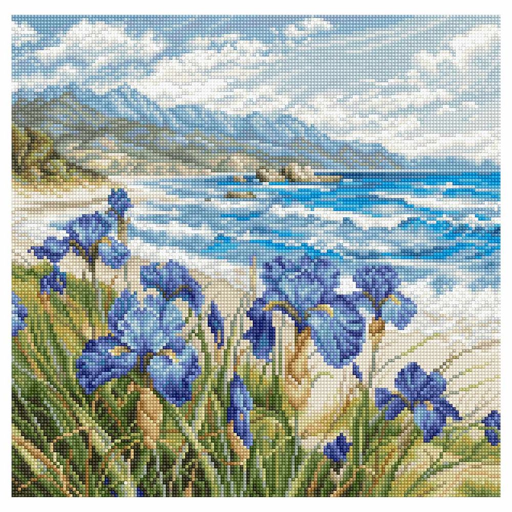 Набор для вышивания нитками LetiStitch L9934, Голубая гармония 24х24см