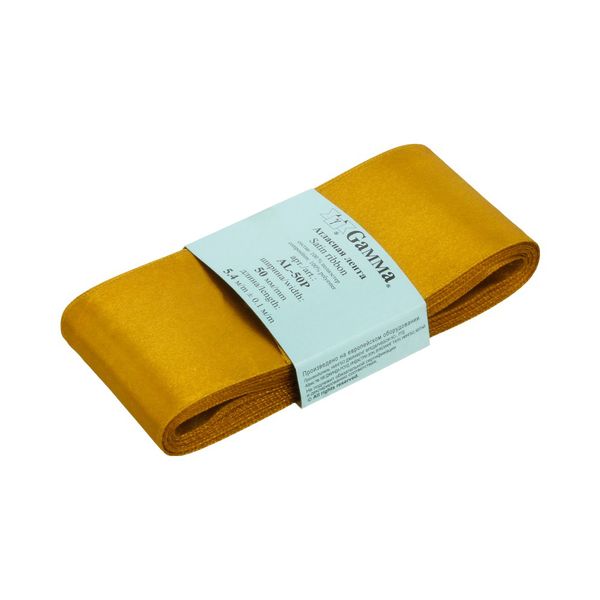 Лента атласная 1-сторонняя 50.0 мм / 5 шт по 5.4 метра, №121 св.охра, Gamma AL-50P