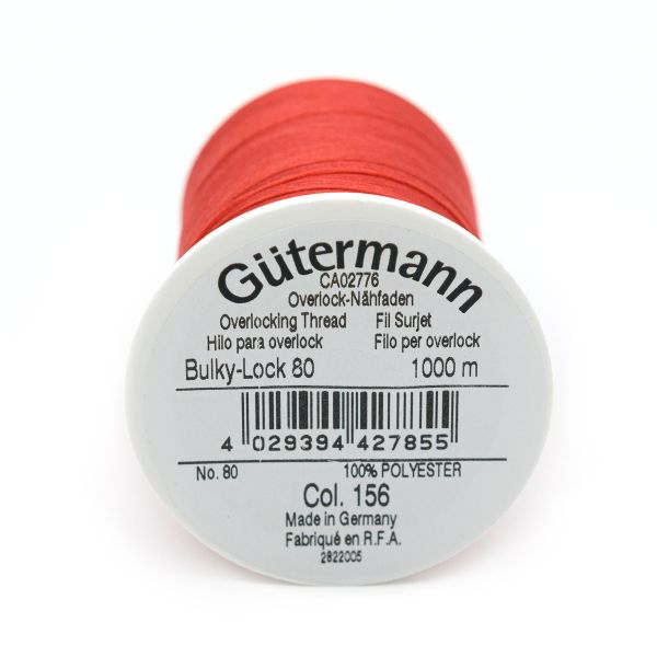 Нитка текстурированная Gutermann Bulky-Lock 80, 1000 м, 156 красный, 5 катушек
