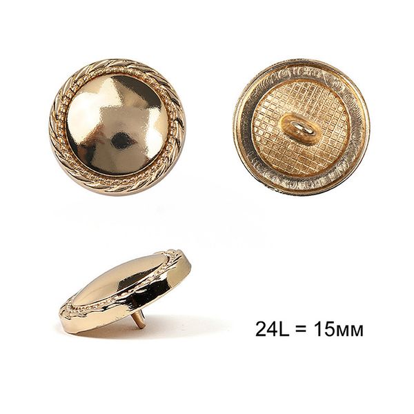 Пуговицы на ножке металл С-ME330 цв.золото 24L-15мм, 24 шт