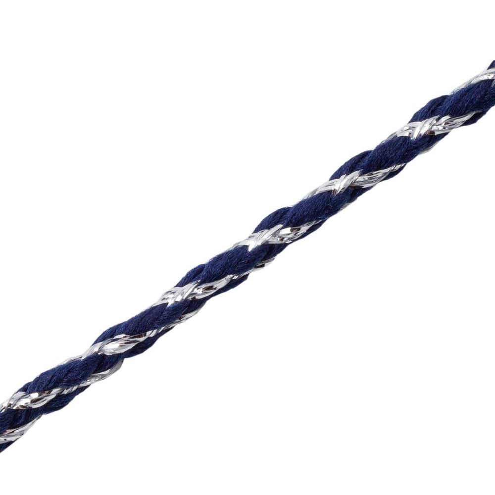 Шнур отделочный с метанитом ⌀3.0 мм / 20м (полиэстер 68%, метанит 32%), синий с серебром, Р2869