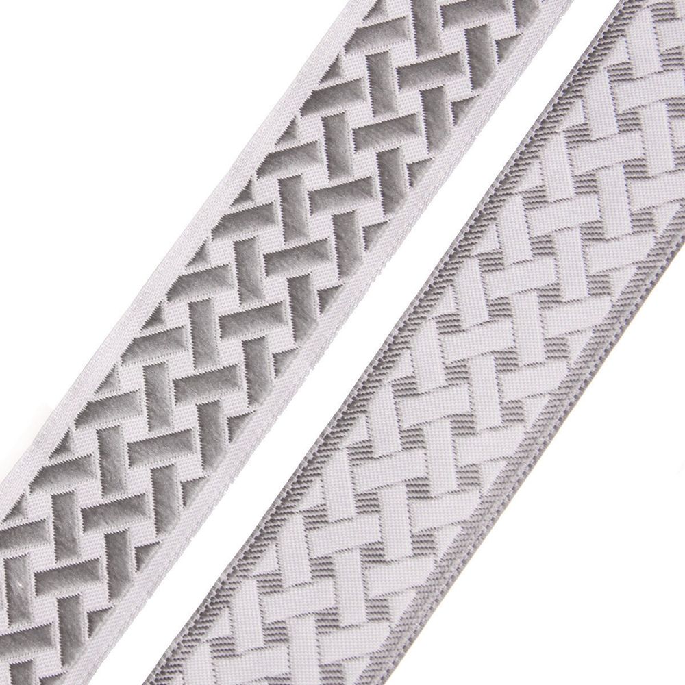 Лента (тесьма) жаккардовая 35.0 мм / 10±0.5 метров, бордюр Плетеный орнамент 35274 V4 серый