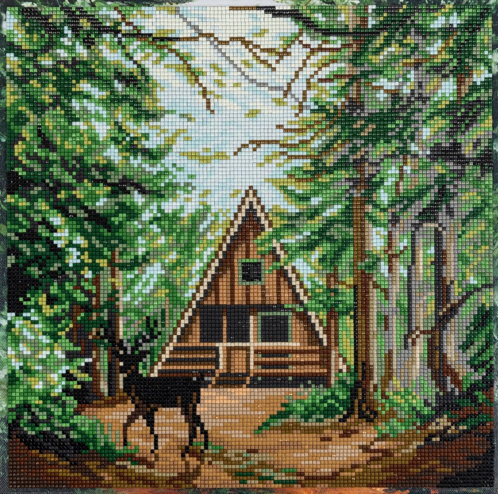 Алмазная (кристальная) мозаика Фрея ALPD-201, на подрамнике Олень на лесной опушке, 30х30 см