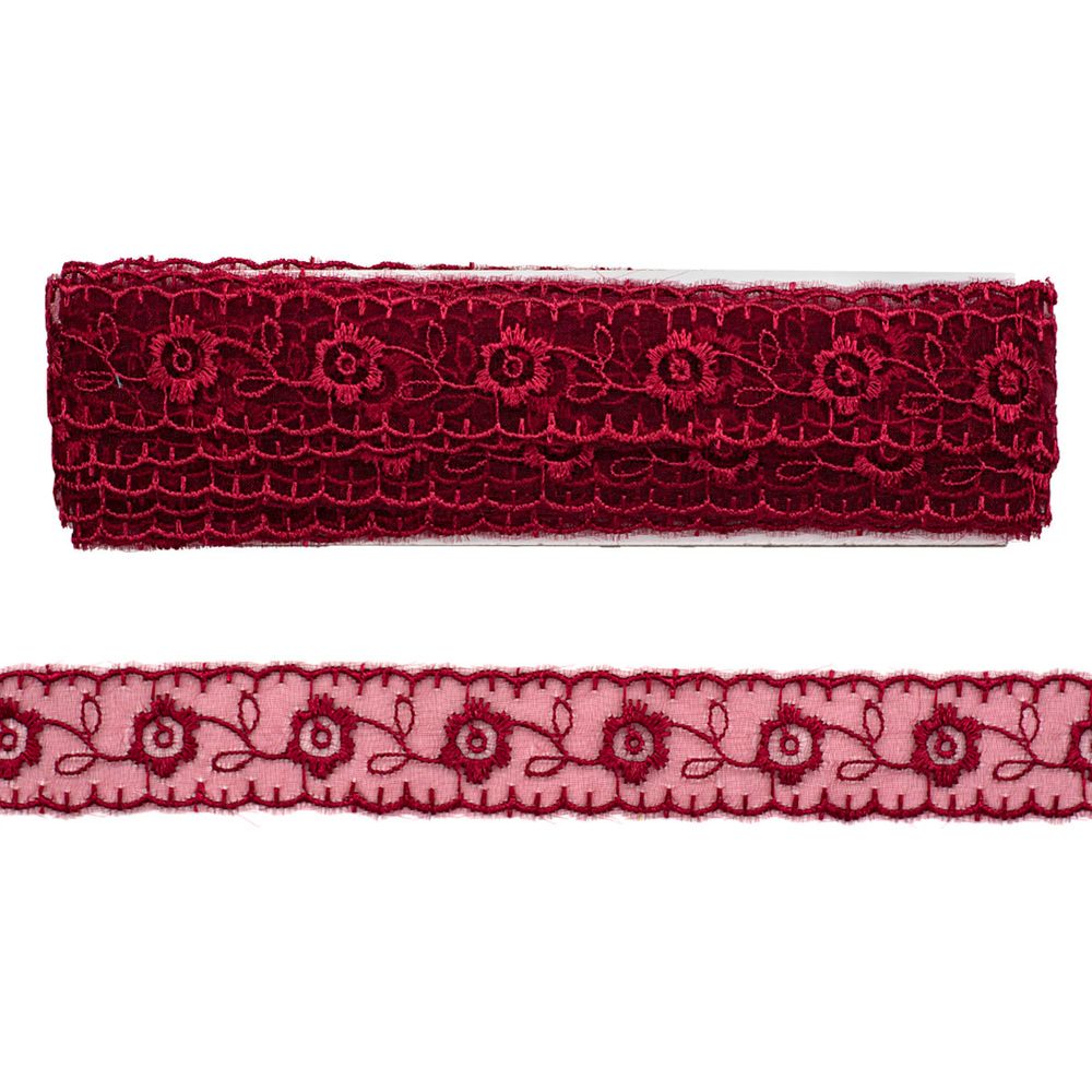 Кружево капроновое 22 мм / 6.8 м, (±4 см) 0574-1003, A574 бордо