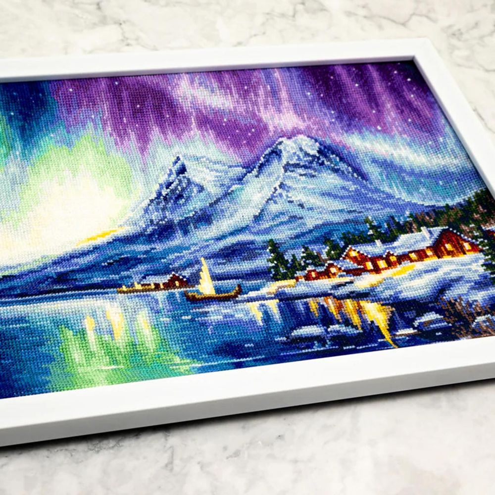 Набор для вышивания нитками Luca-S, Северное сияние, 32х24см
