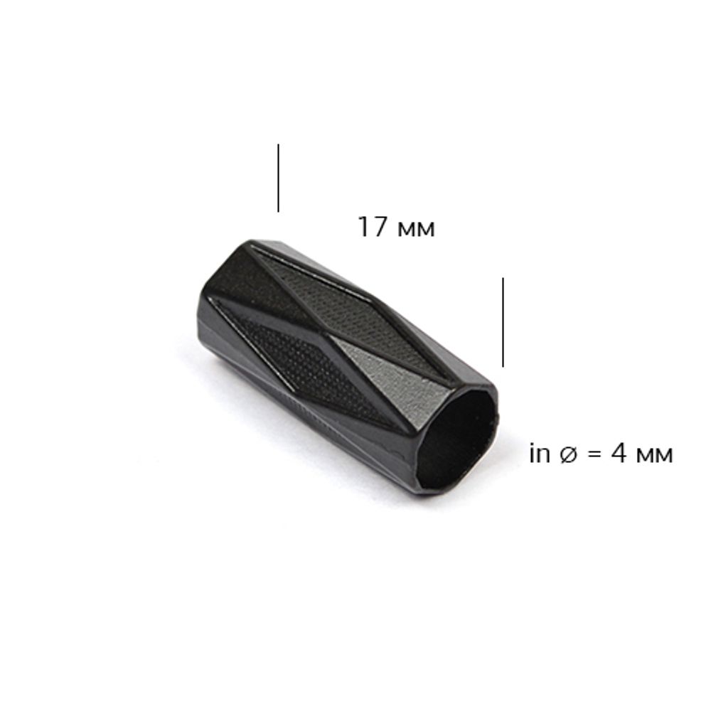 Наконечник для шнура металл TC16 отв.4 мм, цв.черный уп. 50шт