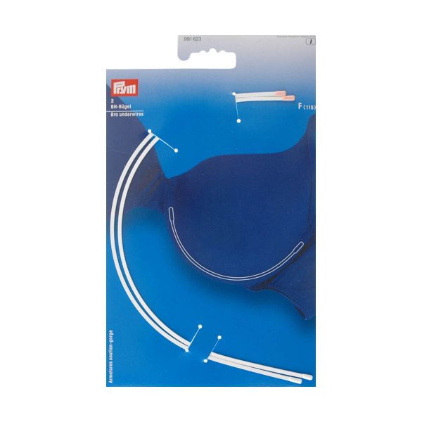 Косточки для бюстгальтера (каркасы) металл 190 мм (разм. F (115)), 2 шт, белые, Prym