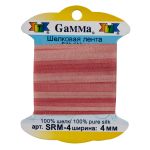 Лента (тесьма) шелковая 4.0 мм / 9.1±0.5 метров, M129 т.розовый/розово-бежевый, Gamma SRM-4