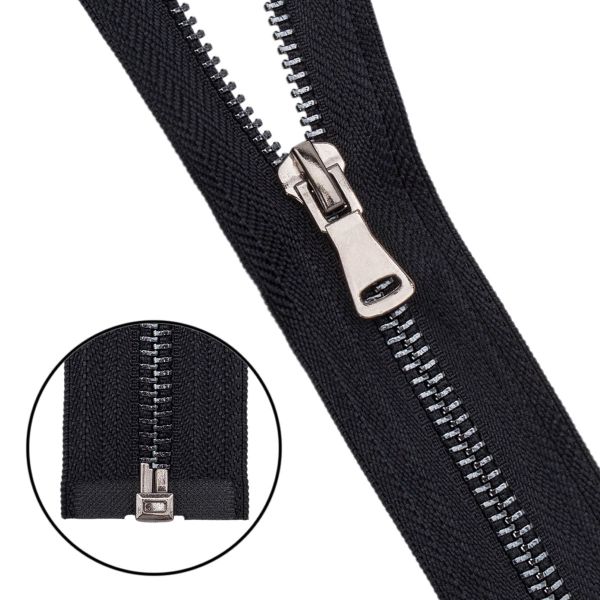 Молния металл Т5 (5 мм) 1 зам., разъем., 55 см, черн. никель, 580 черный, 5 шт, 15855-1