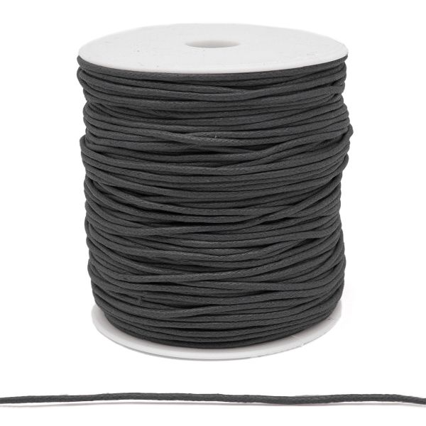 Шнур вощеный ⌀2.0 мм / 100 метров, цв.С301 т.серый