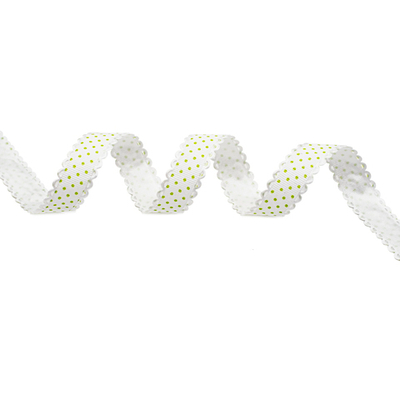 Лента декоративная Горох, 20.0 мм / 25±1 метров, (04 белый/зеленый), YH97