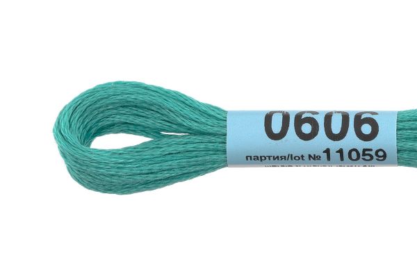 Мулине Gamma 100% хлопок, цв.0606 бирюза, 24 мотка по 8 метров